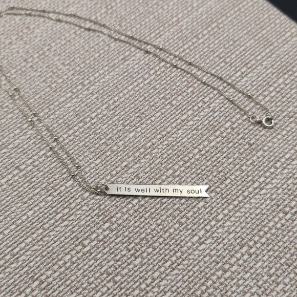 22 Inch Sterling Silver It Is Well With My Soul Pendant Necklace A6327 - Picture 2 of 6